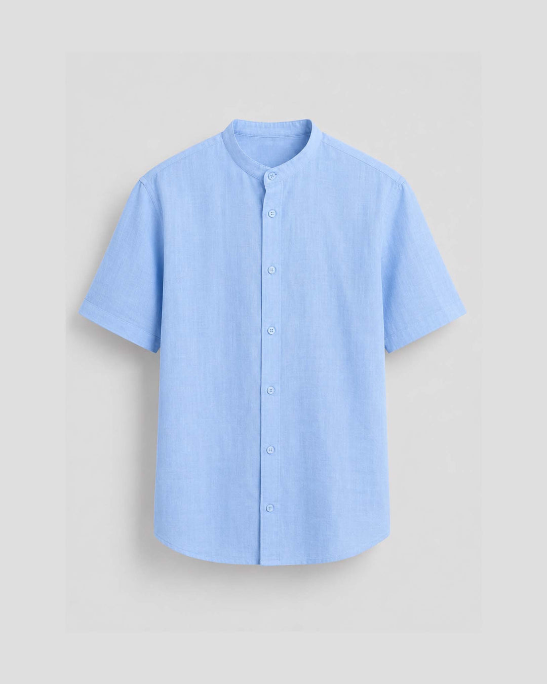 Massimo Linen Short Sleeve Button Down Shirt in Baby Blue
