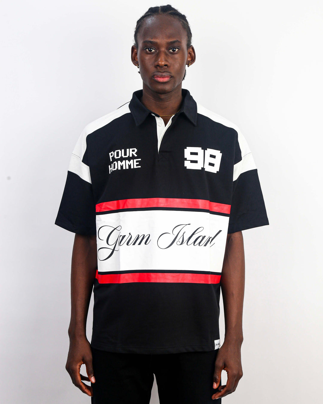 Garm Island Pixel Rugby Polo Shirt in Black