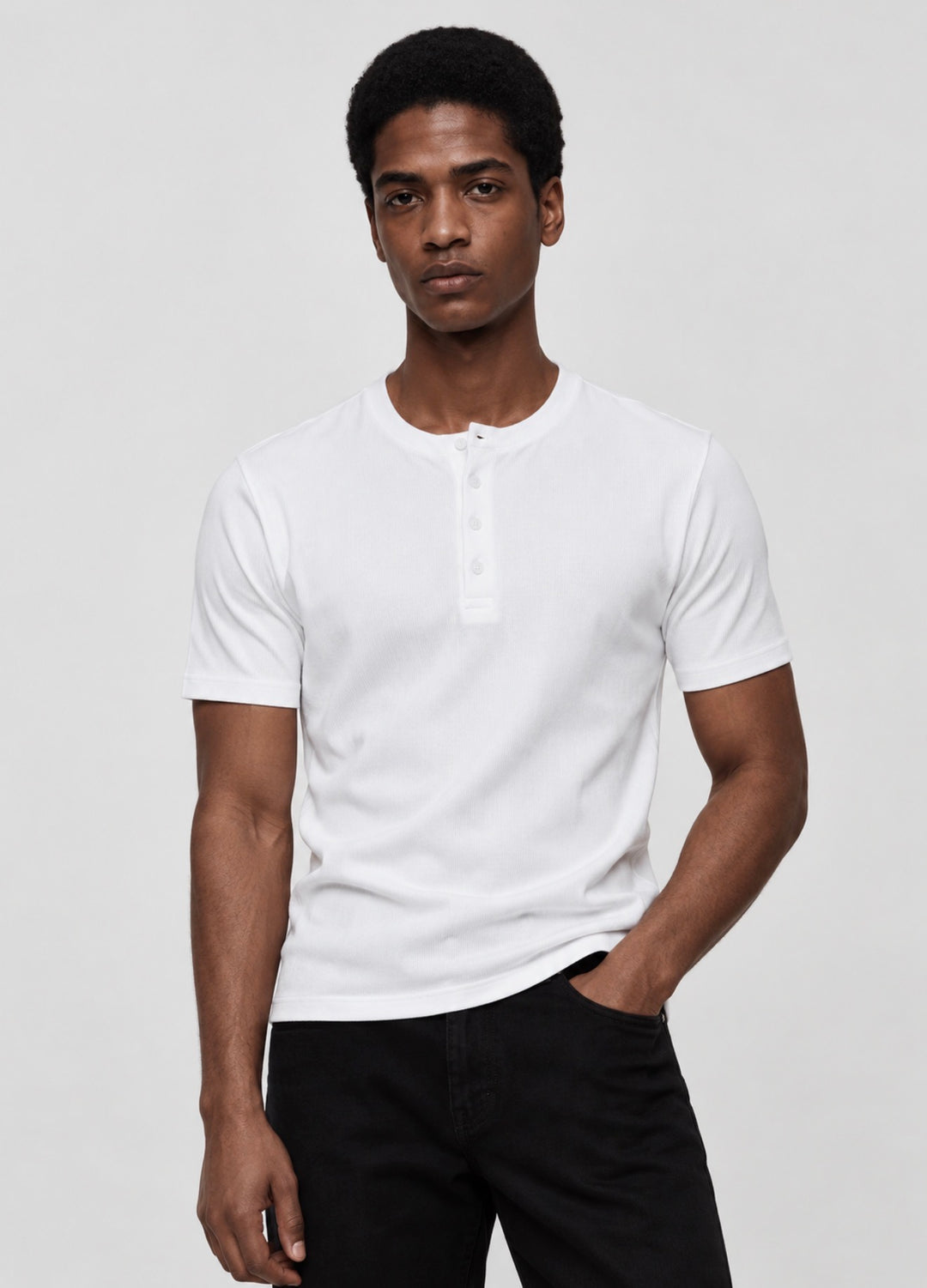 Marrakech ribbed Henley shirt in white