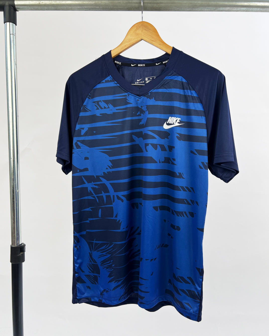 Nike camo striped sports t-shirt in blue