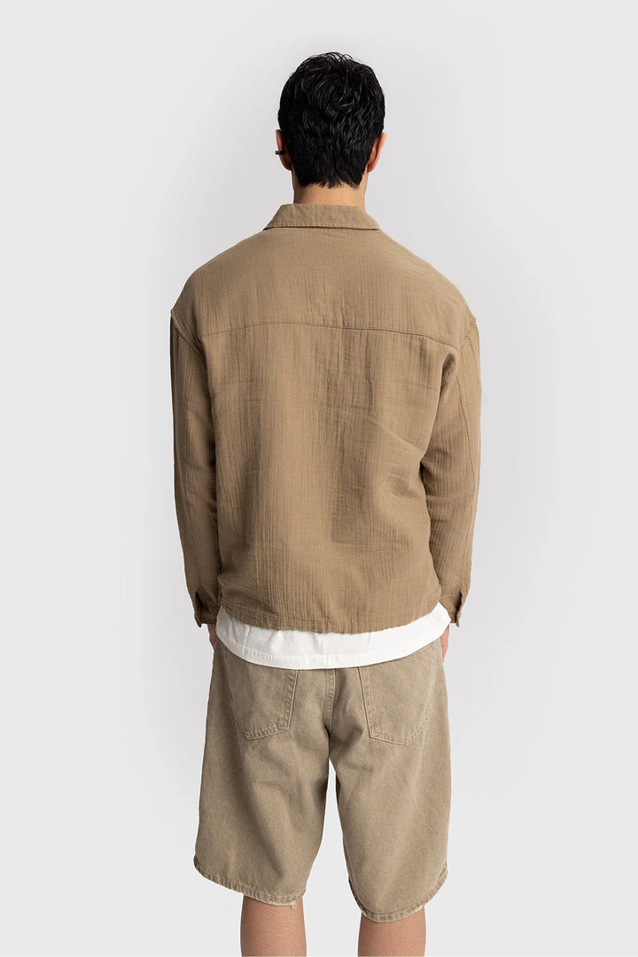 GIESTO linen spring shirt in khaki