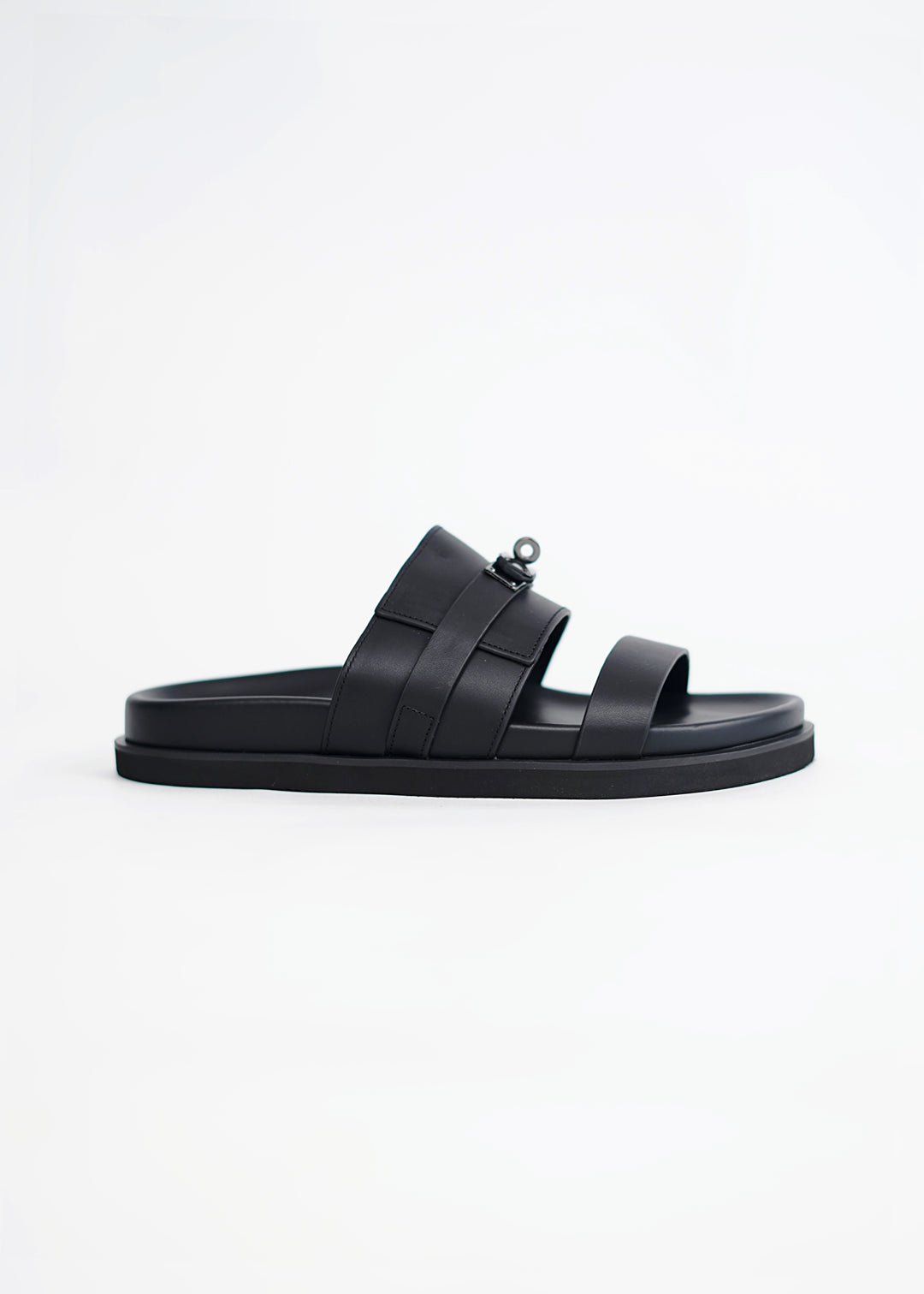 Garm Island Suede Strap Slide Sandals in Black