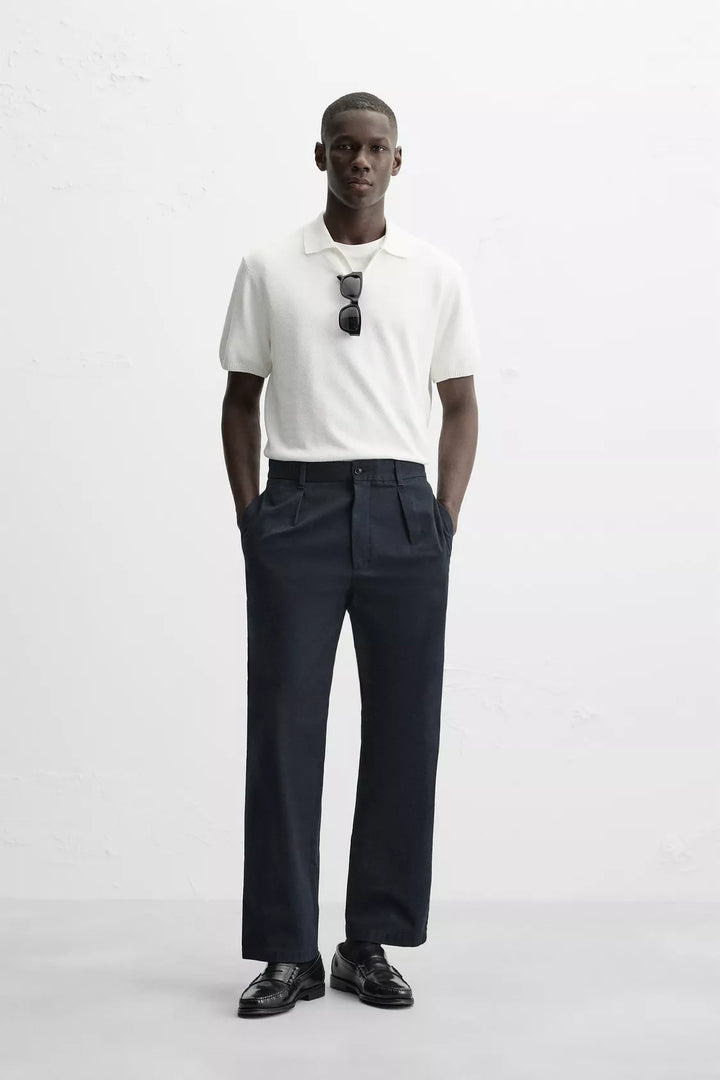 Garm Island Textured Knit Polo Shirt in White