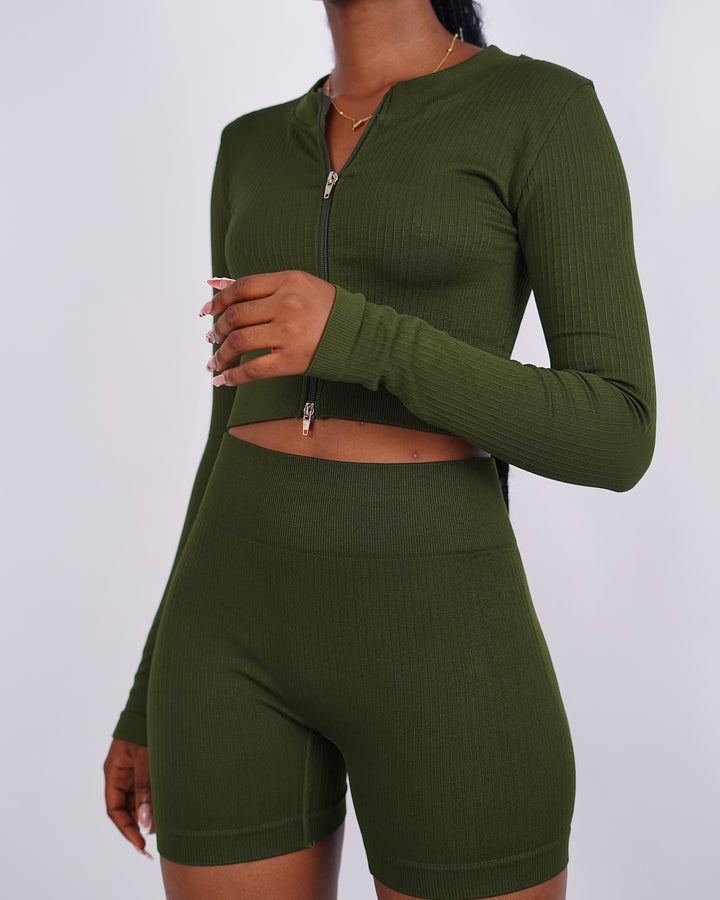 Garm Island Seamless Ribbed Long Sleeve in Green