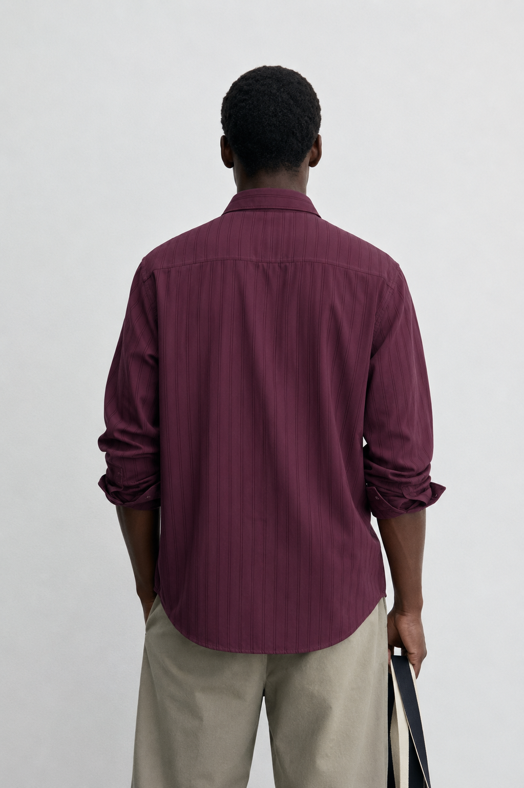 Vamos Double Pinstripe Shirt in Dark Burgundy