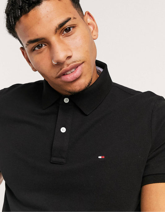 Tommy Hilfiger slim fit polo shirt in black