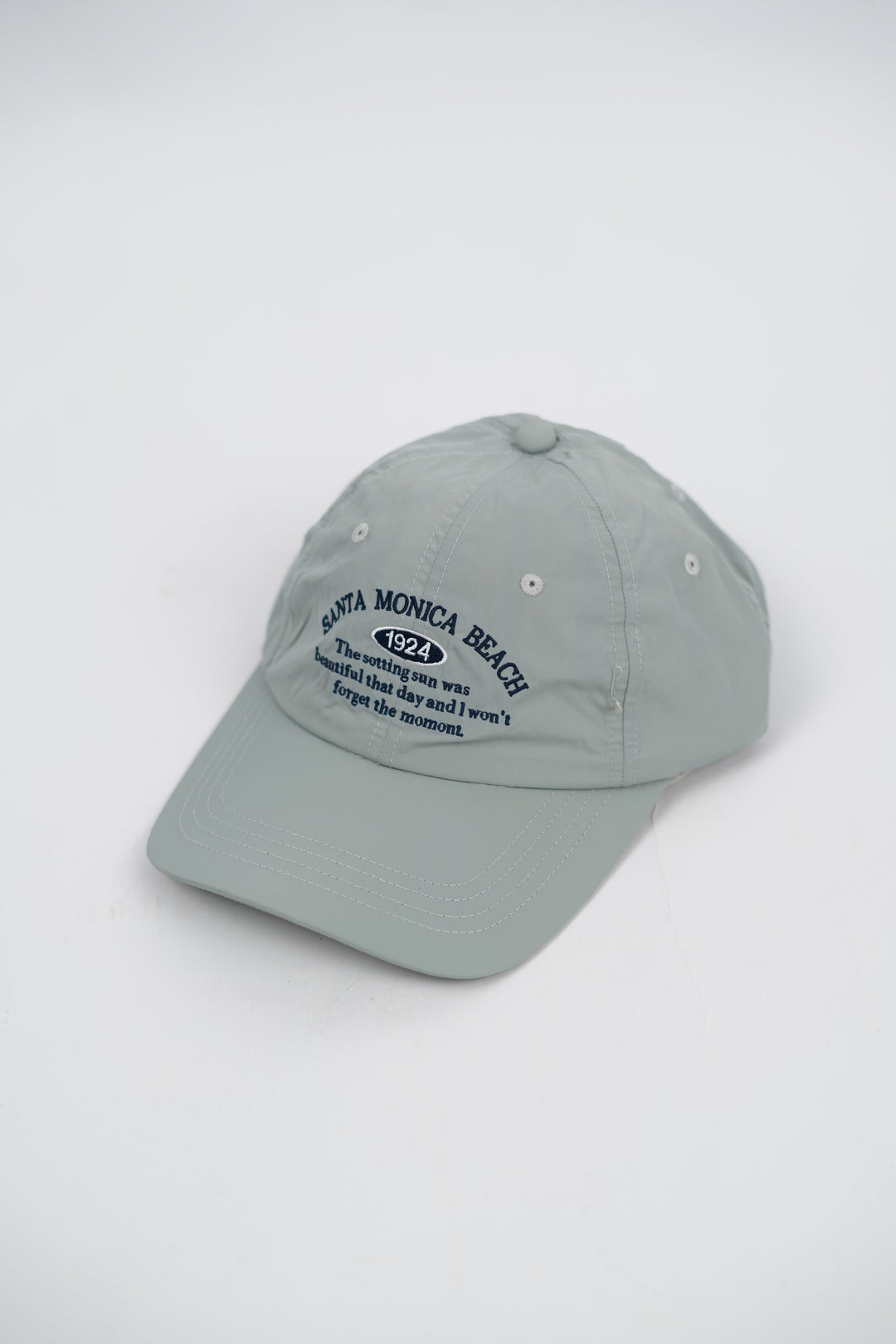 Embroidered Text Curved Adjustable Baseball Cap in Dusty blue