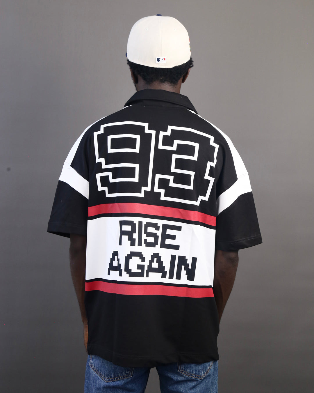 Mechanic Rise Again Pixel Rugby Polo Shirt in Black