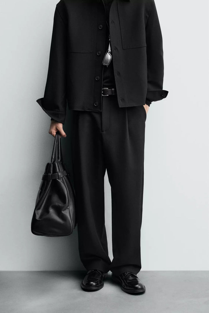 Snazzy smart wide leg pants in black