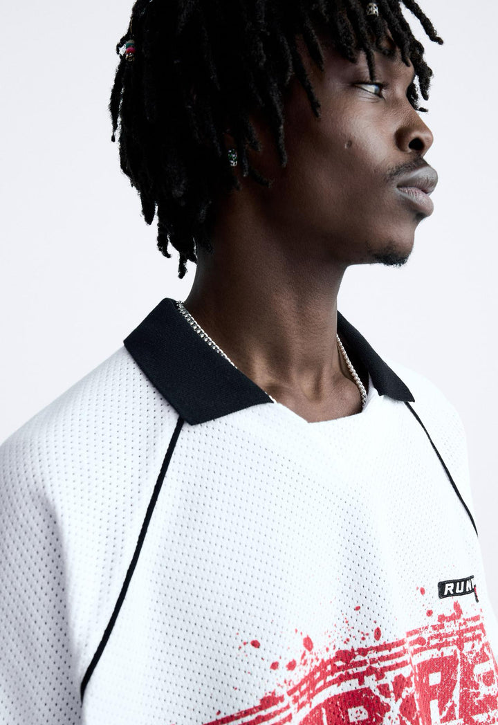 ZARA TEXTURED KNIT POLO SHIRT OYSTER WHITE