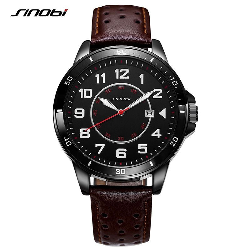 Sinobi Masculino Quartz Leather Watch in Coffee – Garmisland