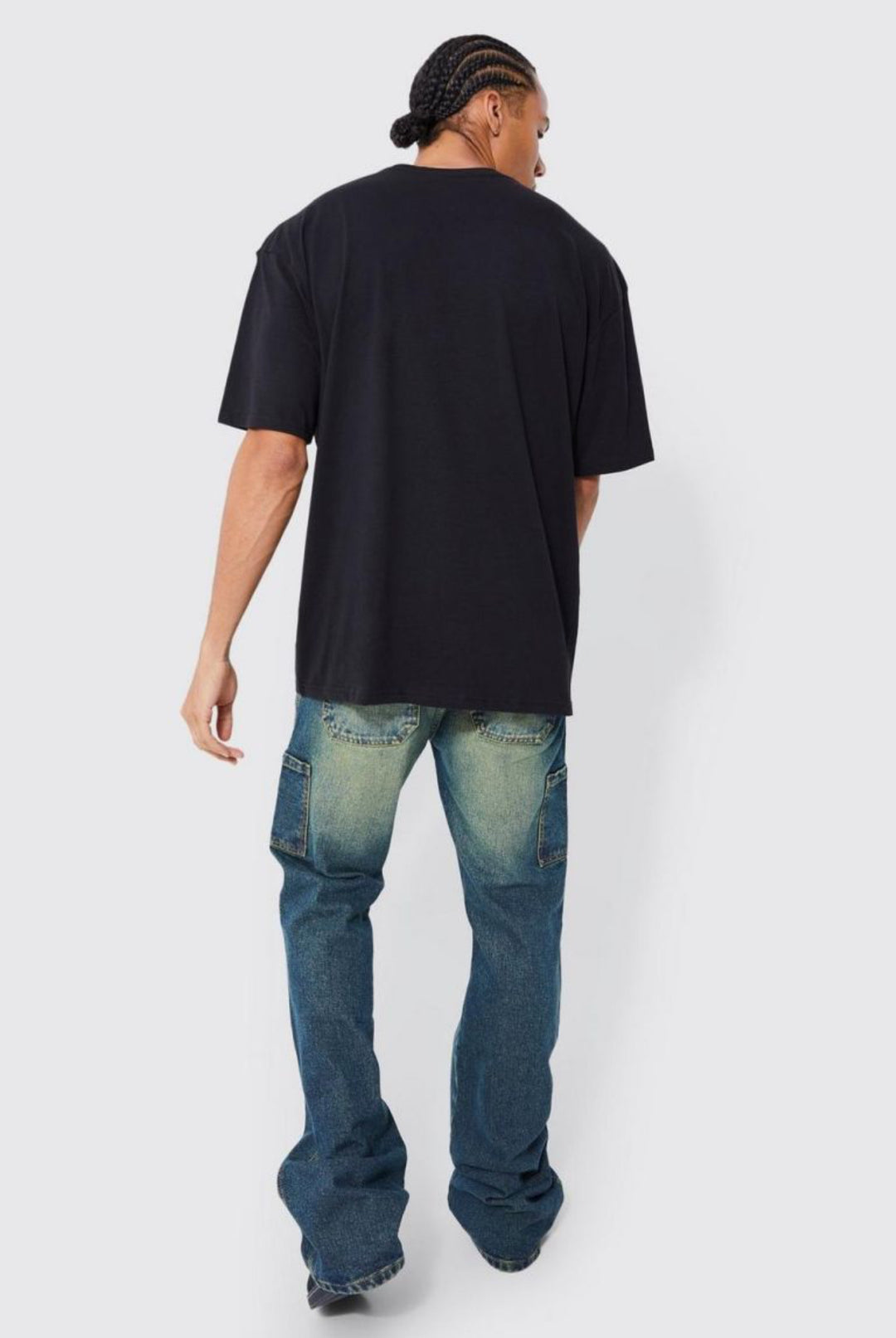 BOOHOOMAN Tall Relaxed Baggy Flare Elasticated Jeans