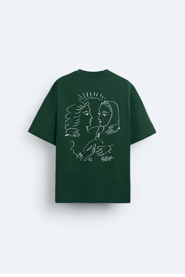 Garm Island Picasso Love and Peace T-shirt in green
