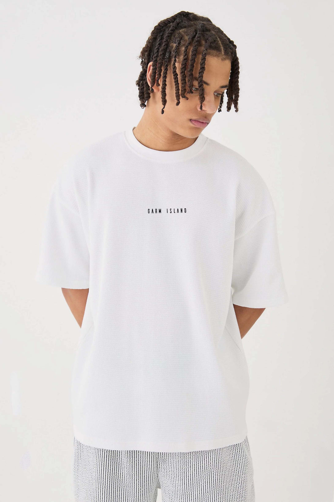 Garm Island Premium Oversized Waffle T-shirt in White