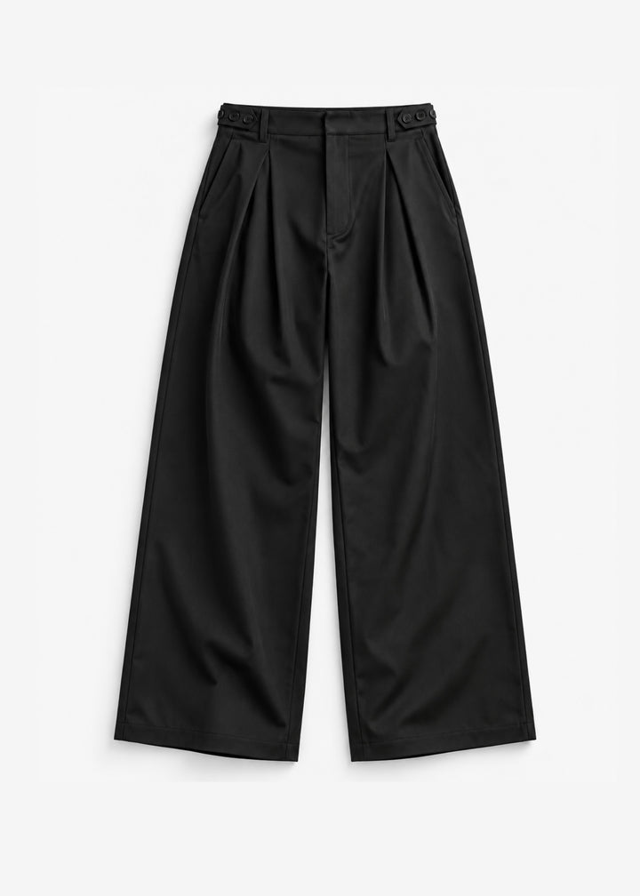 Garm Island Wide Leg Adjustable Pants in Black