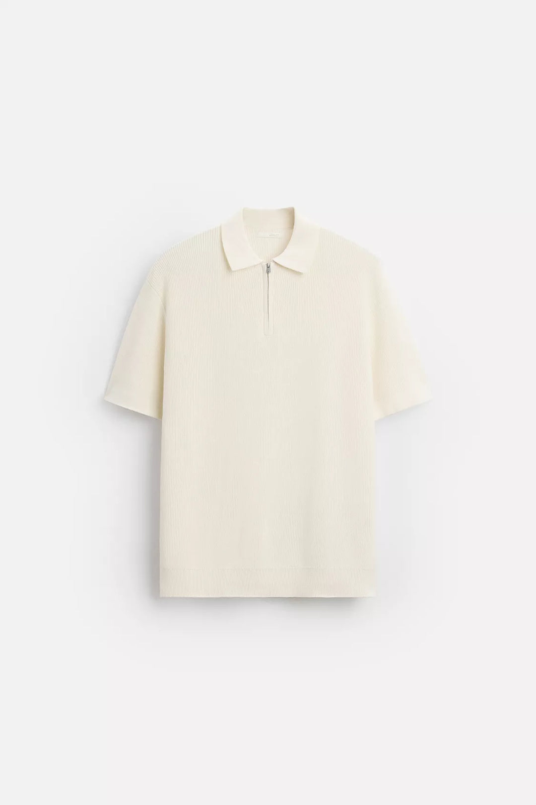 Garm Island Half Zip Textured Knit Polo in White