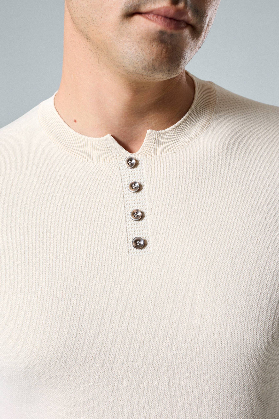 Massimo long sleeve Henley shirt in beige