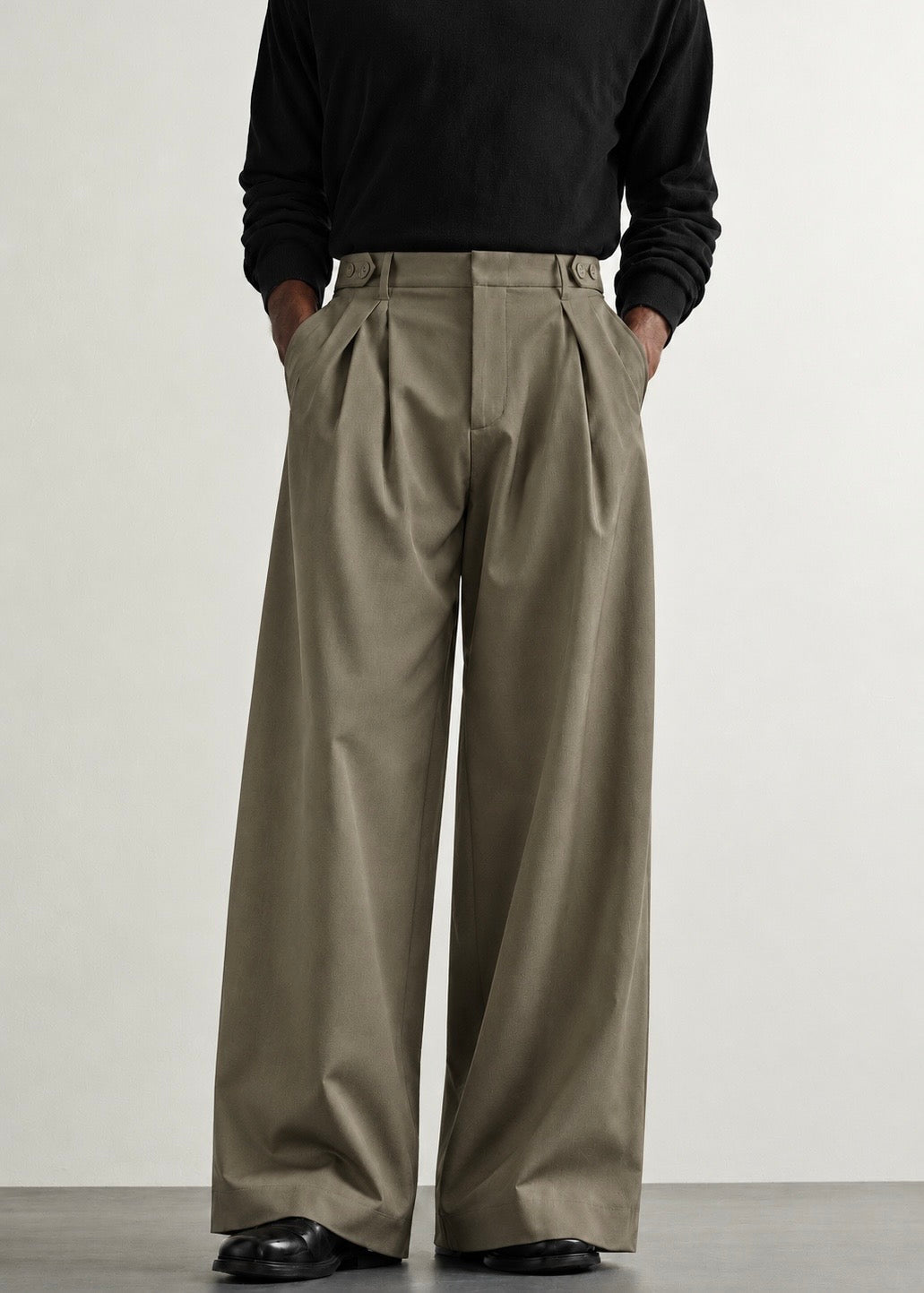 Garm Island Wide Leg Adjustable Pants in Khaki