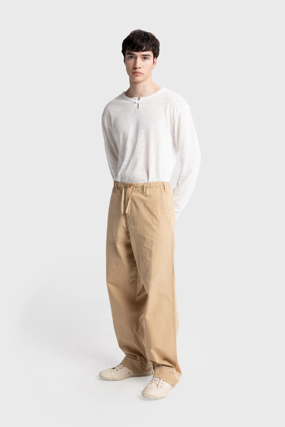 Giesto Poplin Pants with Embroidery Details in Carton