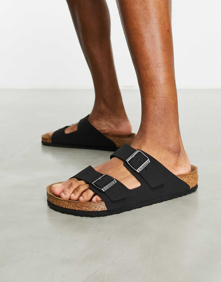 Birkenstock Arizona Nubuck Slide Sandals in Black