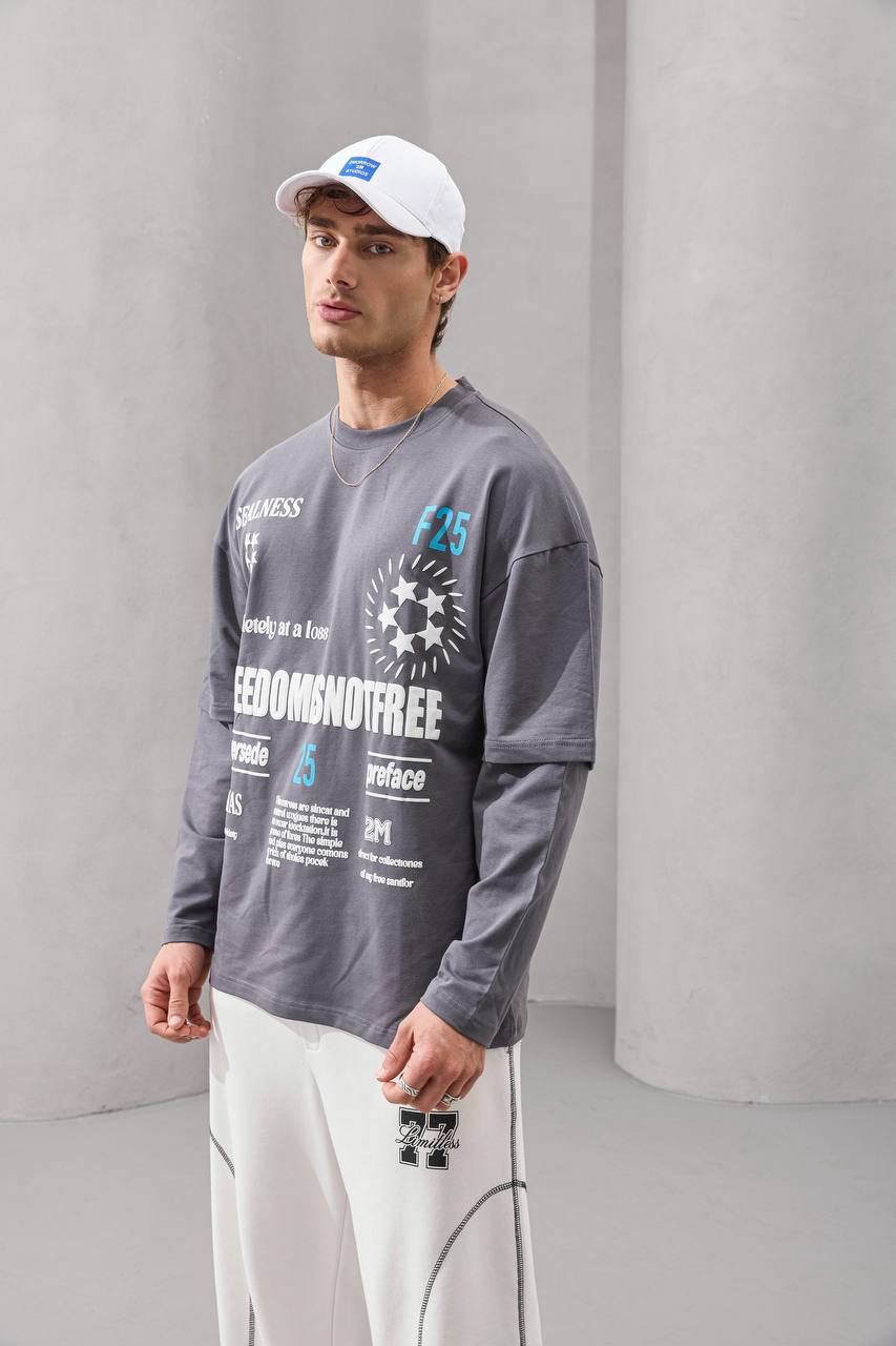 2morrow Oversized Graphic Text Print in Wash