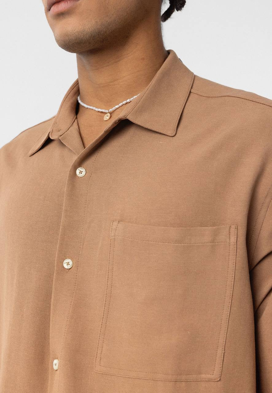 Essence of life oversized cotton shirt in brown