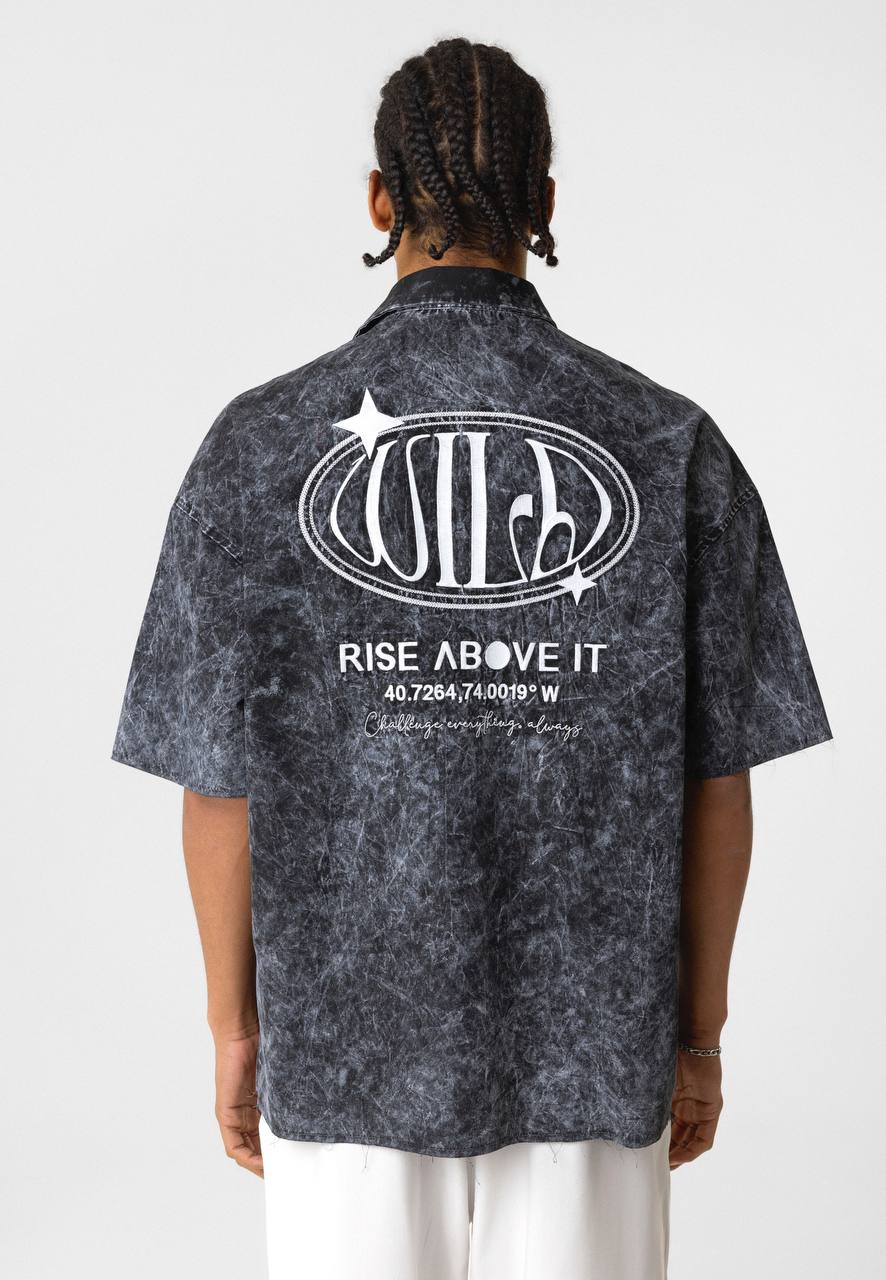 Essence of Life Wild Backprint Shirt in washed black