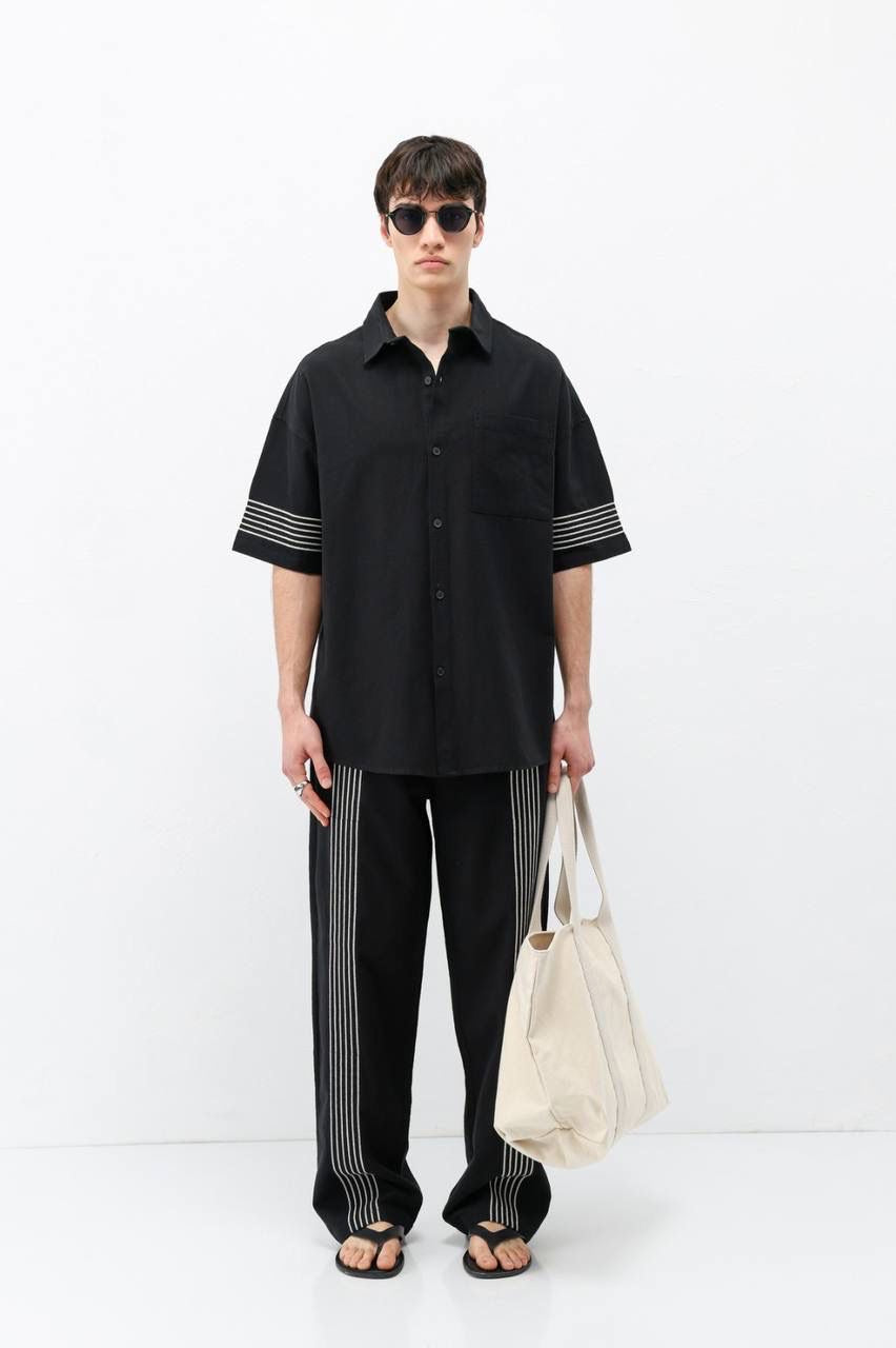 Vamos Short Sleeve Set in Black