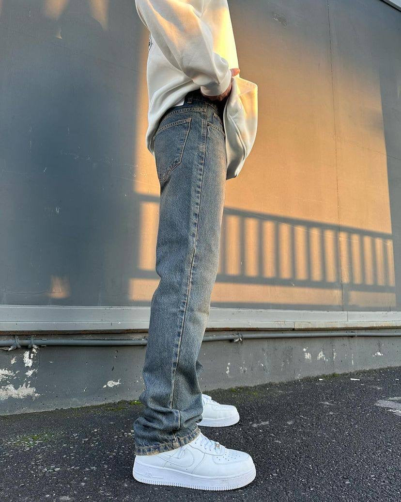 Difransel acid wash straight fit jeans in dark blue