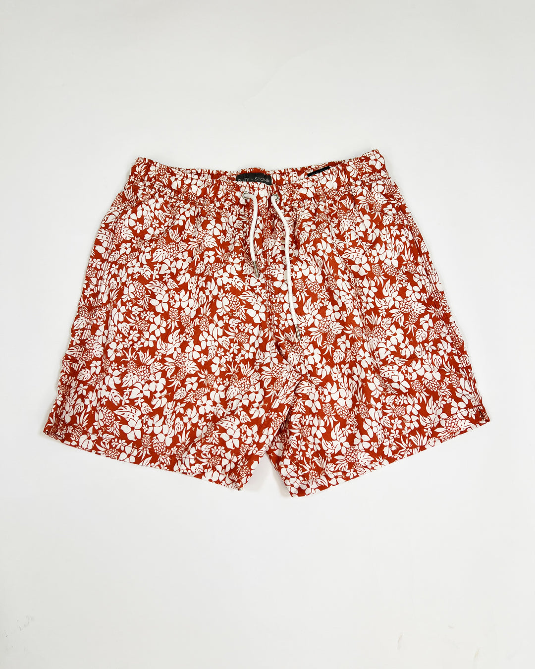 Slate & Stone floral swim shorts in brown