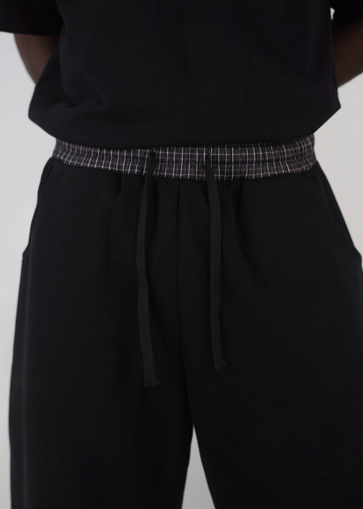 Garm Island Barrel Check Detail Sweatpants in Black