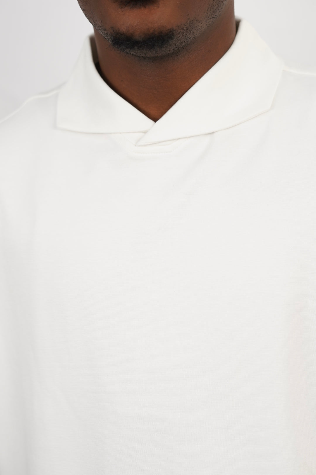 Garm Island Mock Neck Polo Shirt in White