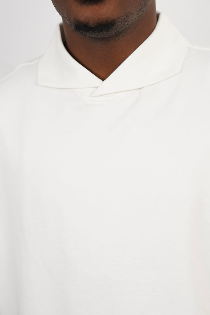Garm Island Mock Neck Polo Shirt in White