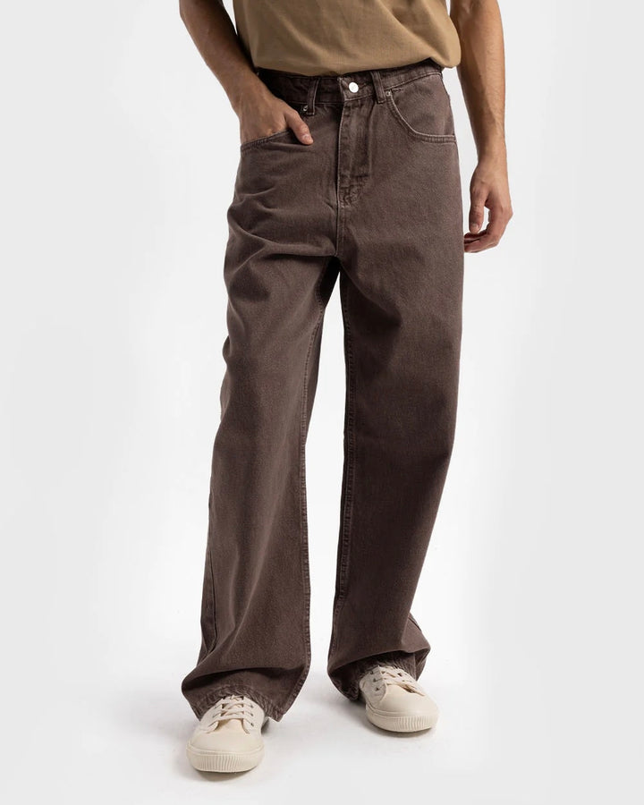 Giesto Washed Baggy Jeans in Brown