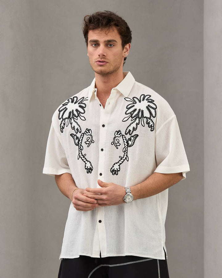2morrow Floral Embroidered shirt in white