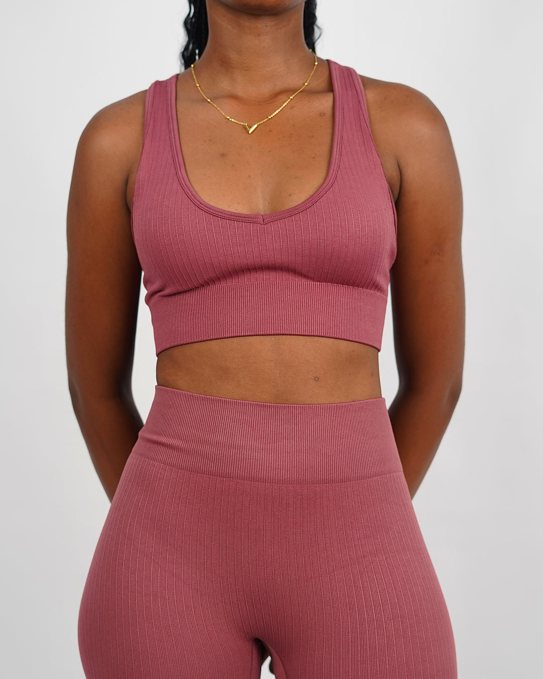 Garm Island Seamless Ribbed Sports Bra in magenta