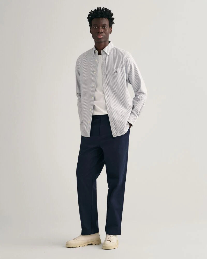 GANT Regular Fit Banker Stripe Classic Oxford Shirt in Grey