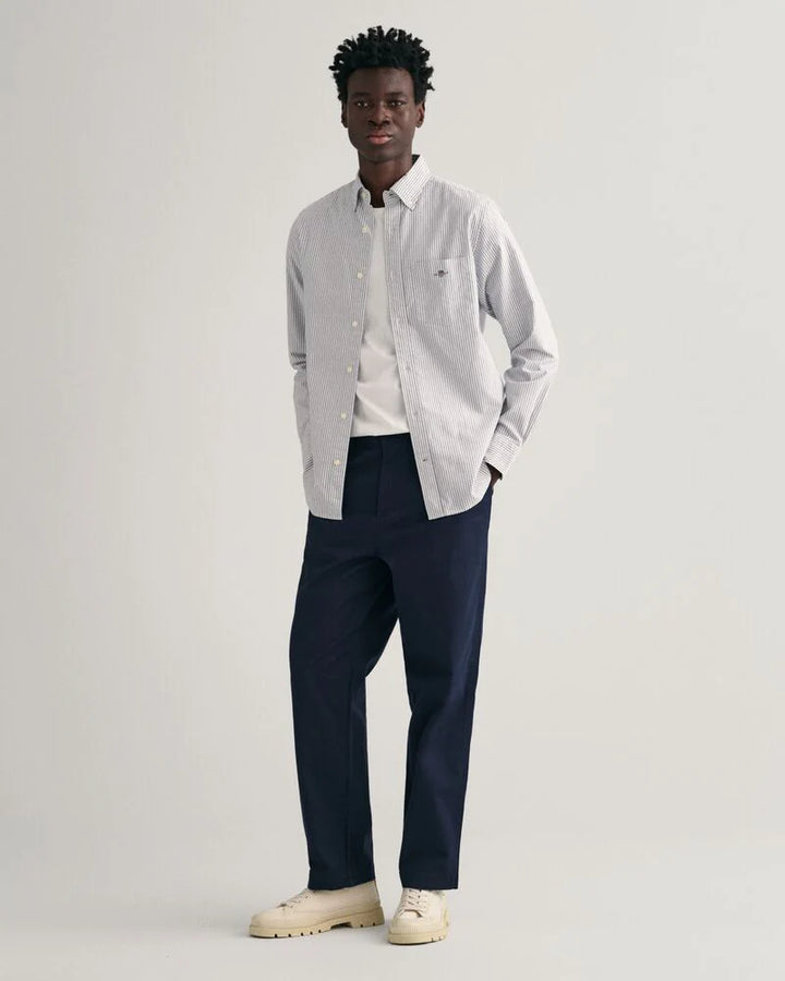 GANT Regular Fit Banker Stripe Classic Oxford Shirt in Grey