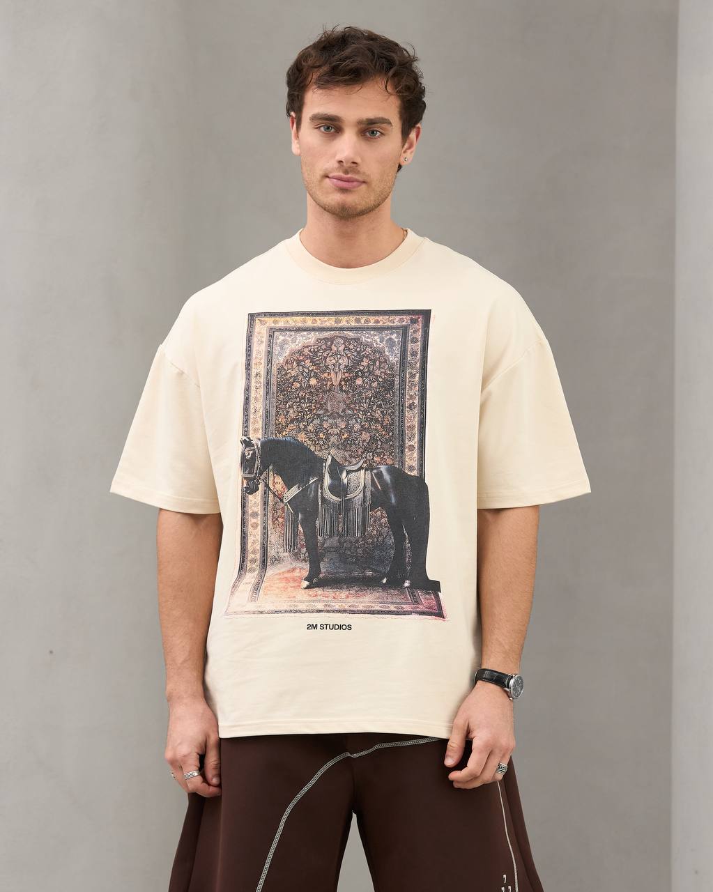 2morrow portrait of a stallion T-shirt in beige