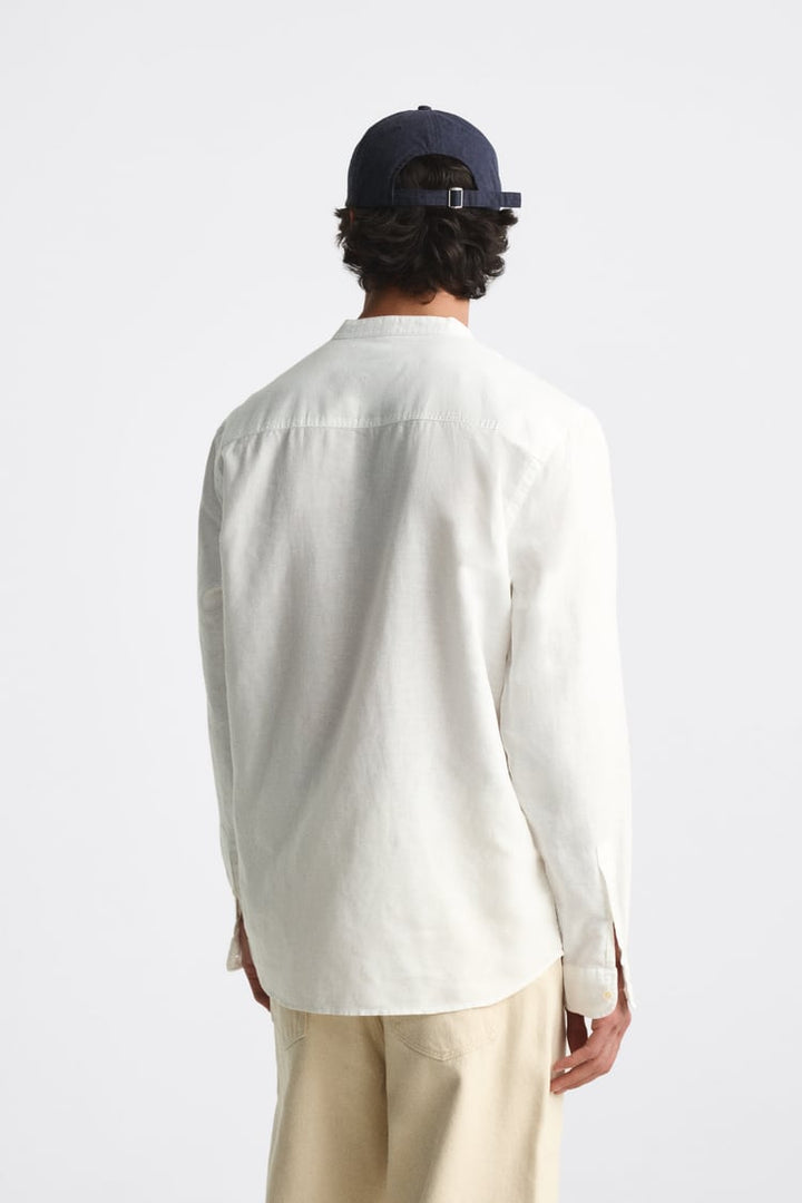 ZARA COTTON LINEN SHIRT IN WHITE