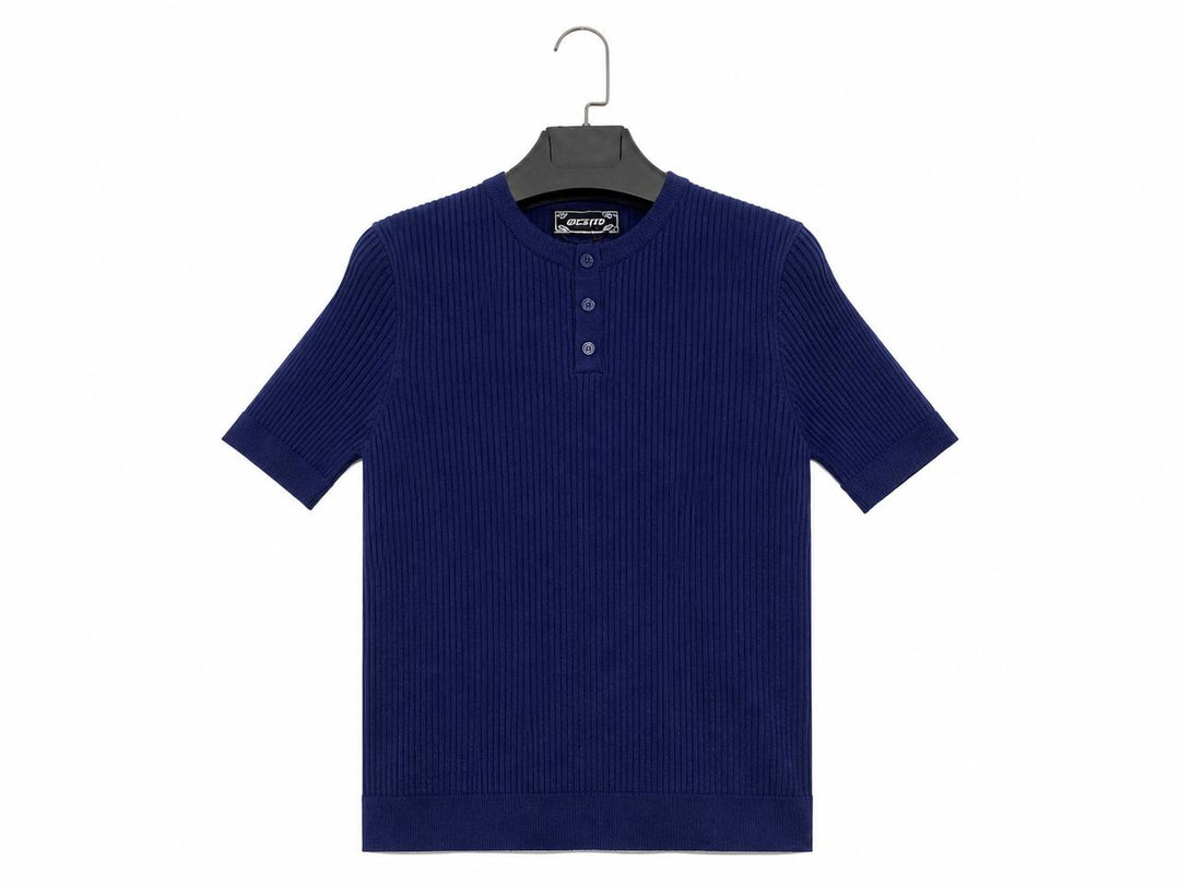 Giesto Henley Shortsleeve Shirt in Blue