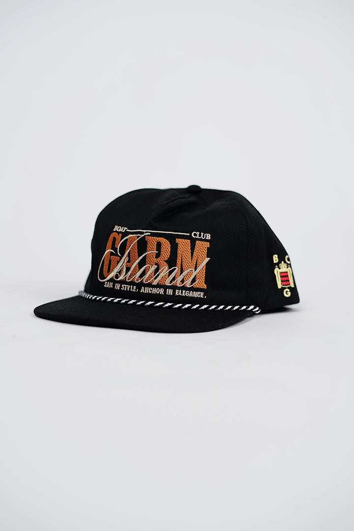 Garm Island Boat Club Captain Panel Cap in Black