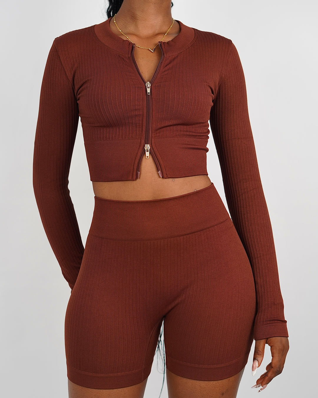 Garm Island Seamless Ribbed Long Sleeve in Brown