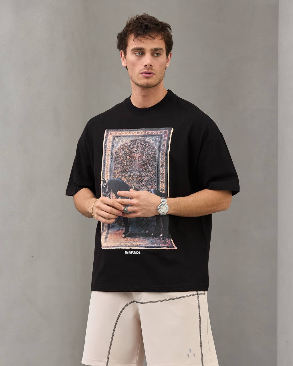 2morrow portrait of a stallion T-shirt in black