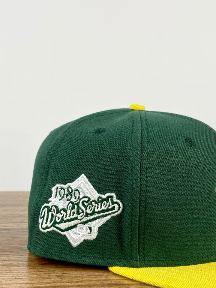 Oakland Athletics Letterman Fitted Snapbacks in dark green