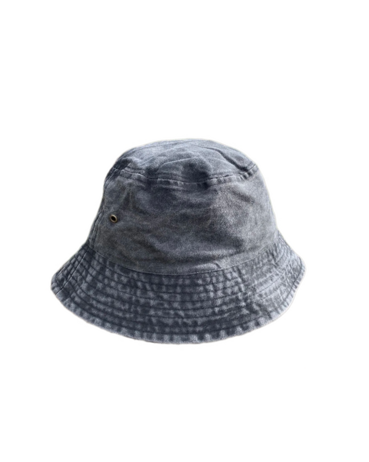Washed denim bucket hat in grey