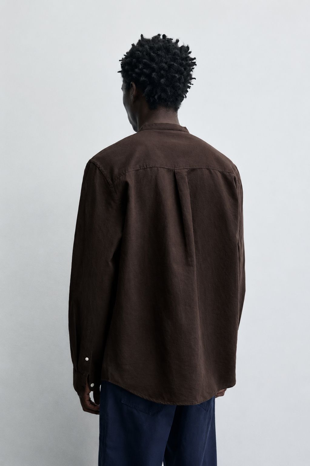 Garm Island Linen Tab Collar Button Down Shirt in Brown