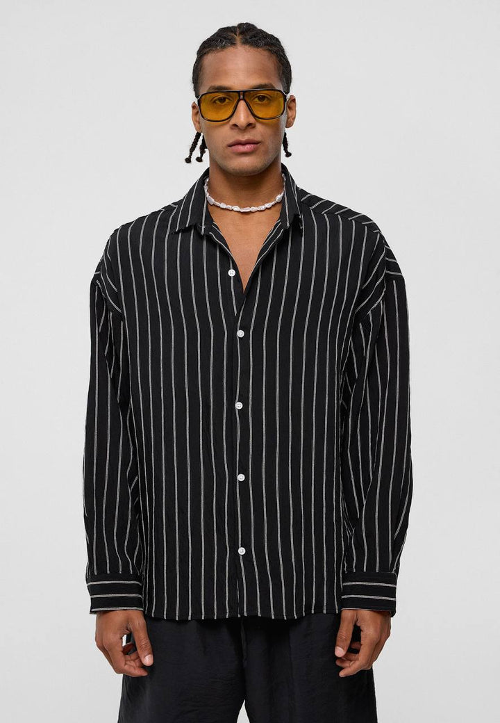 Essence of Life Pinstripe Shirt in Black