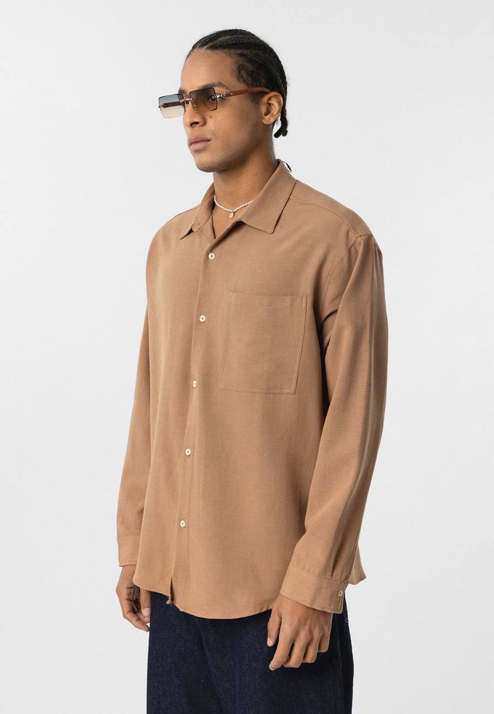 Essence of life oversized cotton shirt in brown