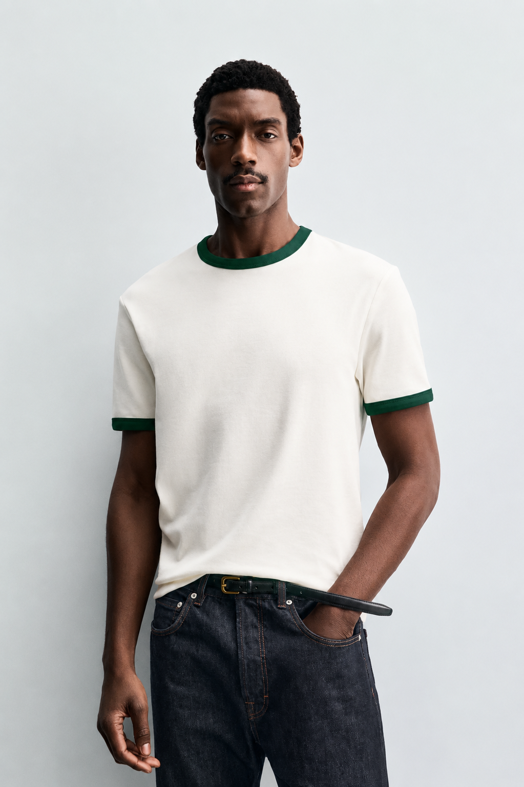 Vamos Contrast Collar Oversized T-shirt in White